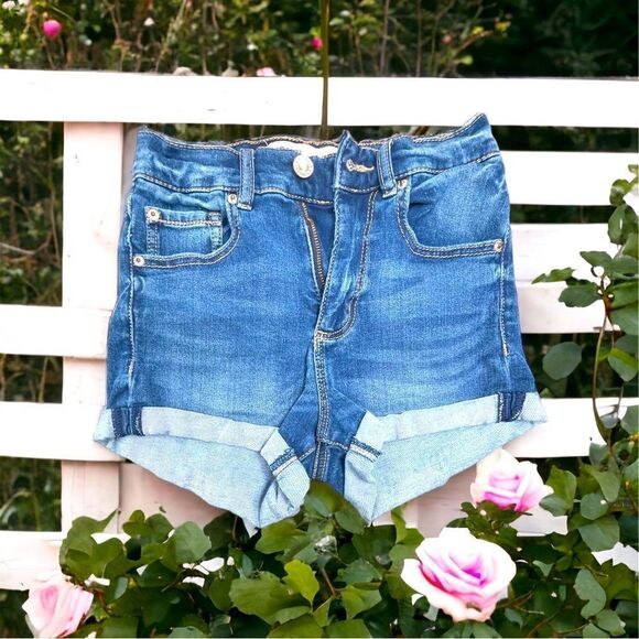 Garage l Retro Hi-rise l Premium Jean Shorts l Medium Denim l Rolled Hem l  00 - Picture 1 of 8
